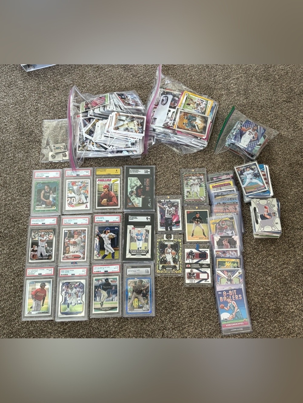 Mixed Sports Trading Card Lot - 750+ cards, pins, mem cards
